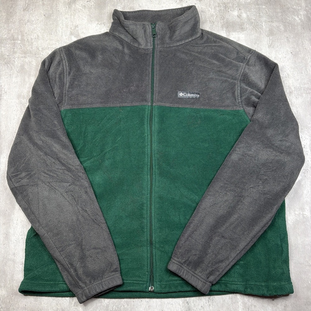 Columbia Steens Mountain Full Zip fleece jacket Green Gray Mens XL Hiking